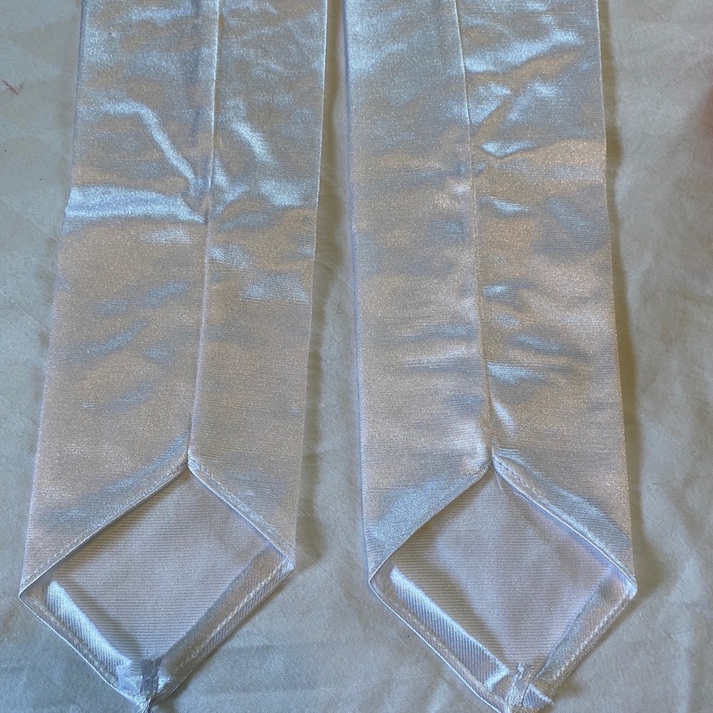 White satin fingerless gloves